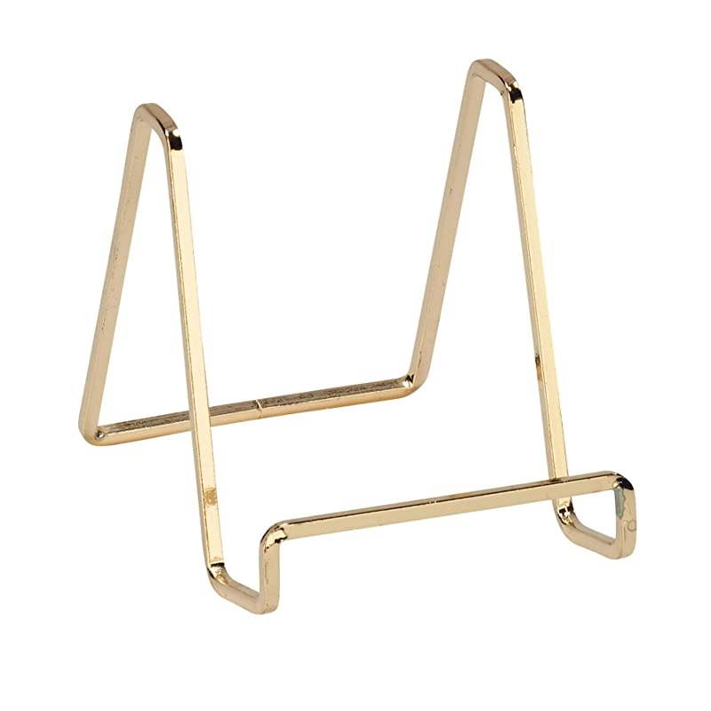 4" Metal Brass Plated Square Wire Stand/Platter Stand/Easel Display
