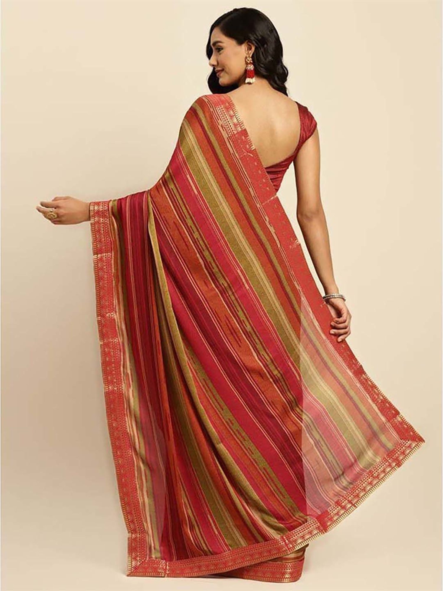 Rangita Multicolored Striped Saree With Unstitched Blouse