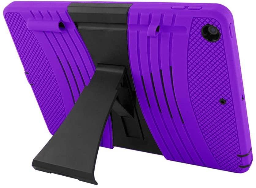 iPad 10.2 Case, Premium Rugged Hybrid Case, Kickstand, Impact Drop Protection Cover For Apple iPad 10.2 7th 8th 2019/2020 Generation (Purple)