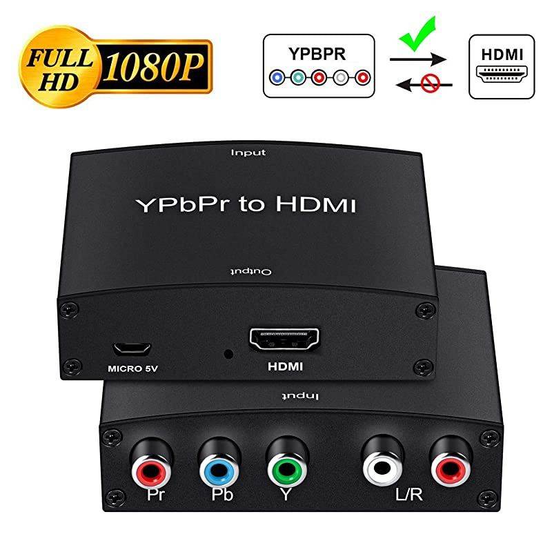 Component to HDMI Adapter, YPbPr to HDMI Coverter + R/L,  Component 5RCA RGB to HDMI Converter Adapter, Supports 1080P Video Audio Converter Adapter for DVD PSP to HDTV Monitor