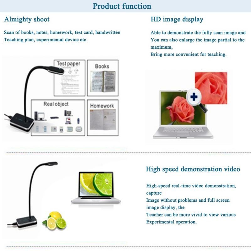 Eloam VH800AF 5MP A4 gooseneck design HD COMS flexible USB document camera Scanner visualizer autofocus OCR PDF