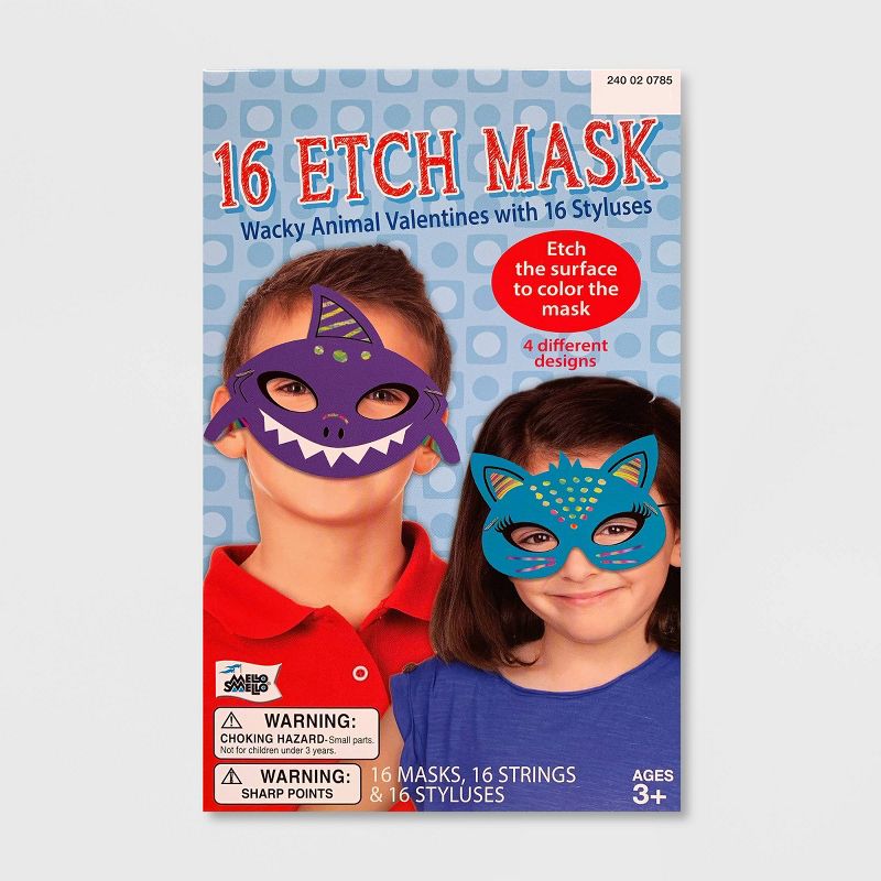 Mello Smello 16ct Wacky Animal Valentines Etch Mask with Styluses