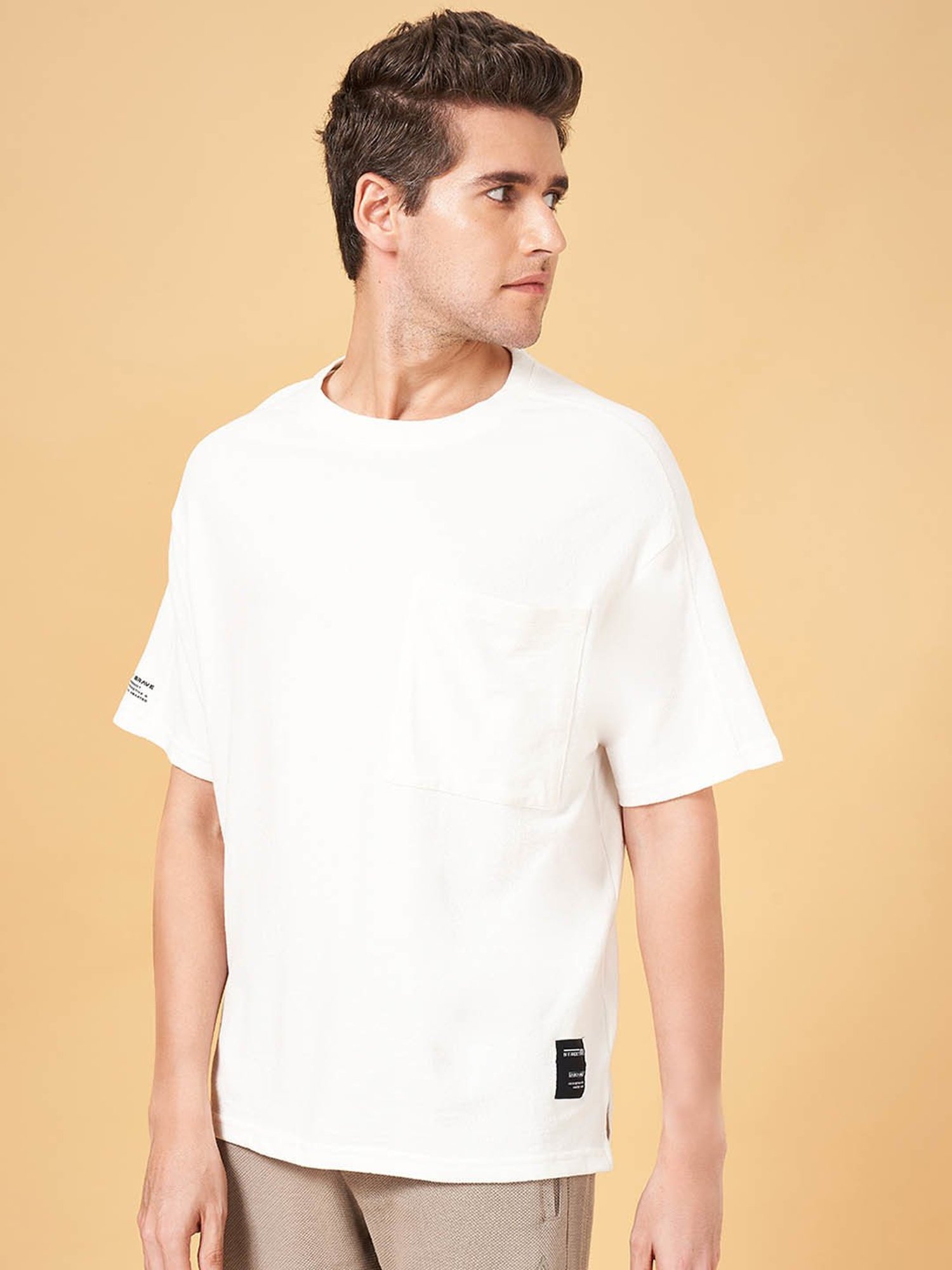 Street 808 by Pantaloons Off White Boxy Fit T-Shirt