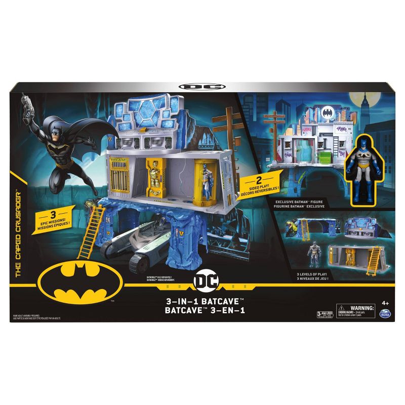 BATMAN 3-in-1 Batcave Playset with Exclusive 4" Batman Action Figure and Battle Armor
