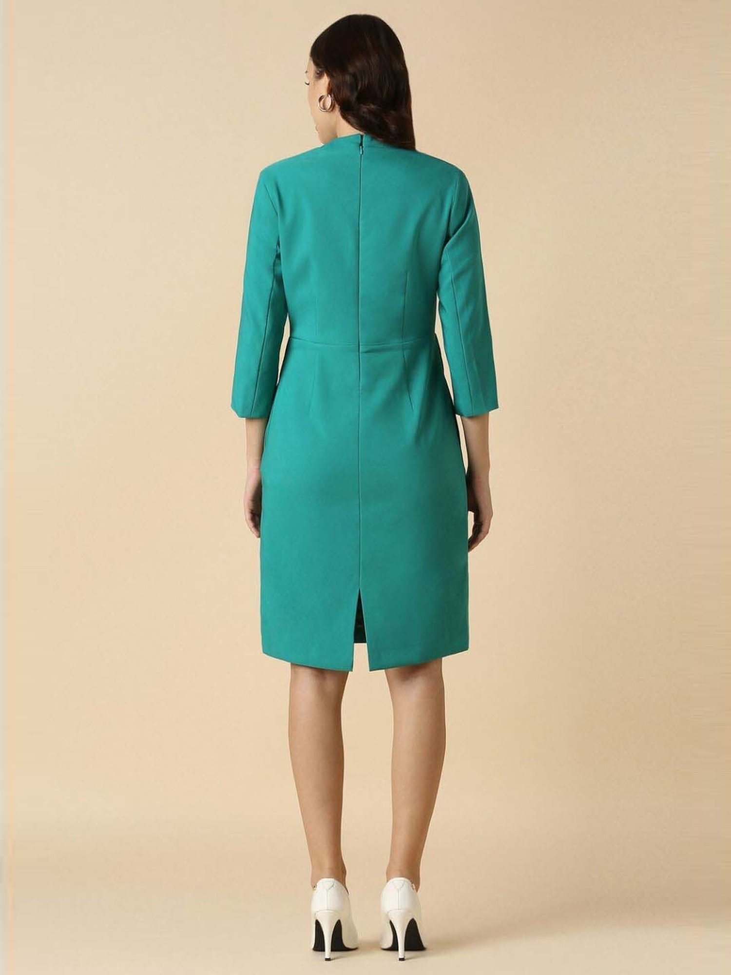 Allen Solly Green Formal Shift Dress