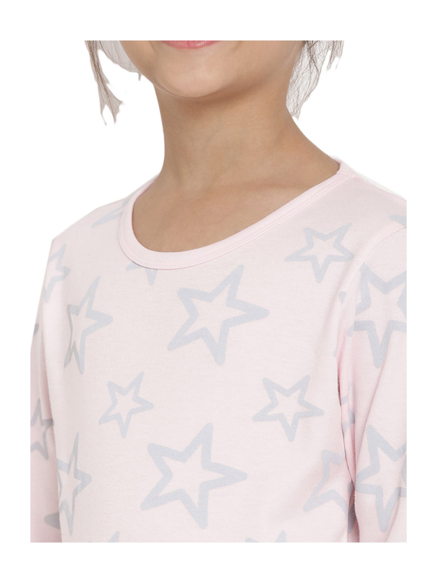Berrytree Organic Girls Pink Cotton Stars Print Night Suits