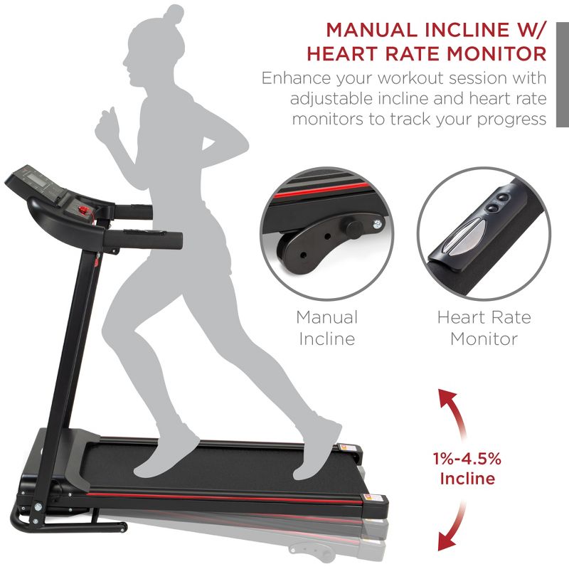 Best Choice Products Folding Treadmill with Manual Incline Fitness Workout Exercise Running Machine w/ Speakers - Black