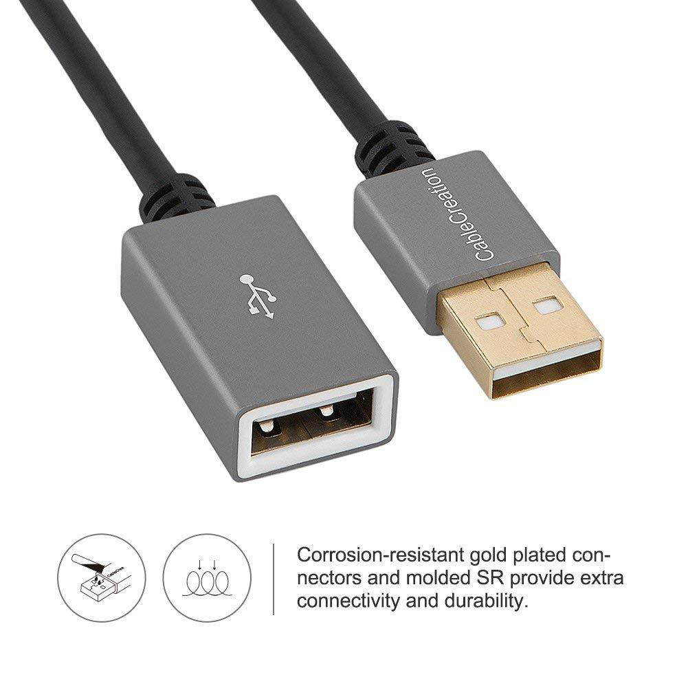 CableCreation 6.6FT USB 2.0 Extension Cable, USB A Male to Female extension lead for Gamepad, Flash Drive, Mouse, Keyboard, Printer, Scanner, Card Reader, 2 Meters, Black