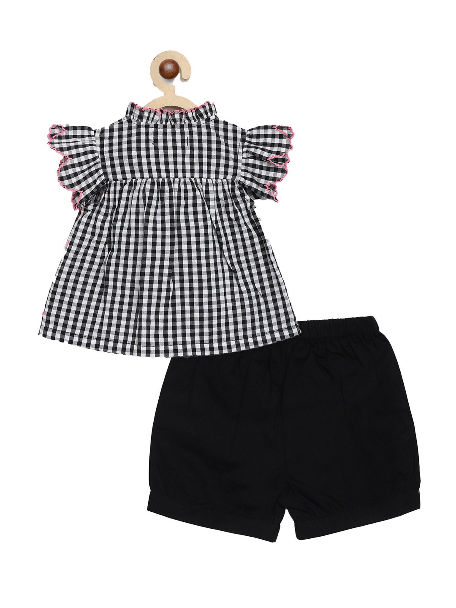 Nauti Nati Kids White & Black Checks Top with Shorts