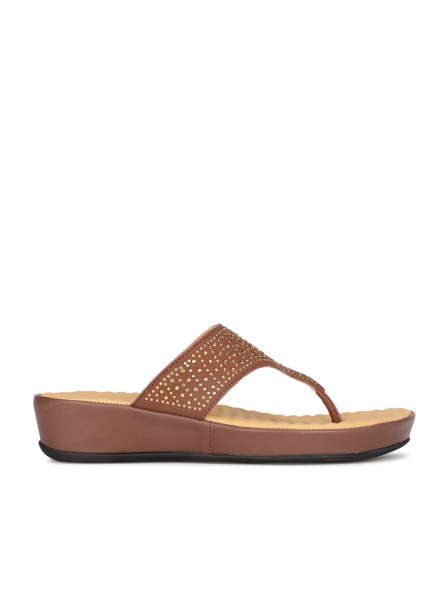 Scholl by Bata Women's POPPY Brown Thong Wedges