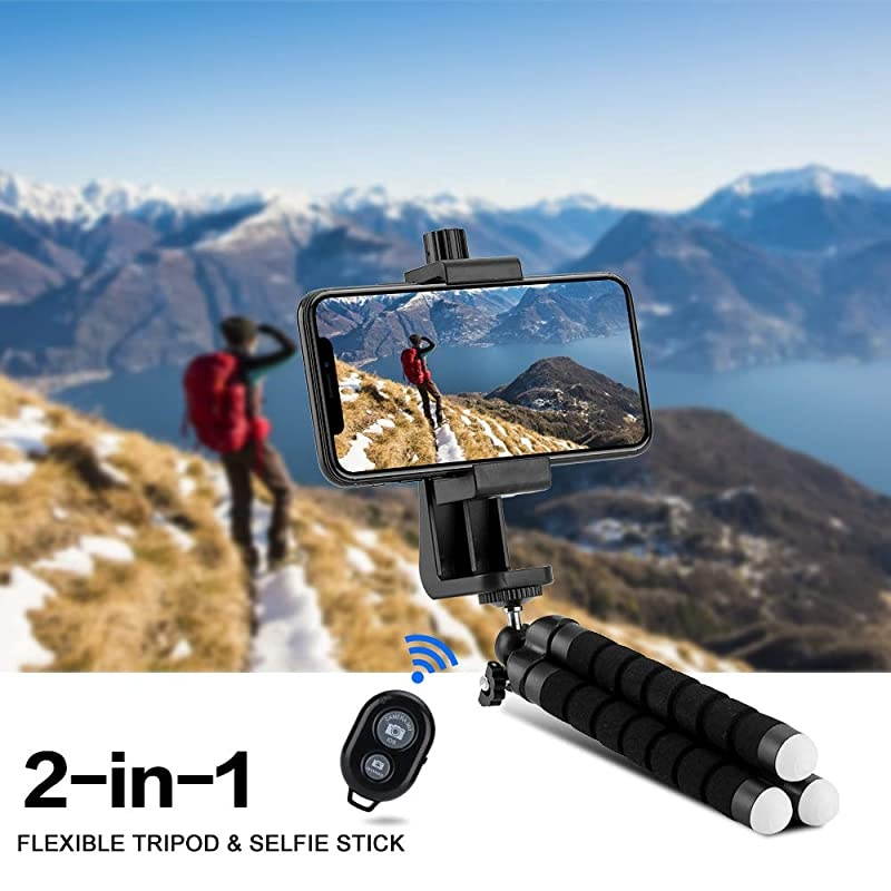 Cell Phone Tripod Premium Phone Tripod Flexible Tripod with Wireless Remote Shutter Compatible with iPhoneAndroid Samsung Mini Tripod Stand Holder for Camera GoProMobile Cell Phone