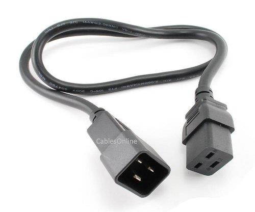 CablesOnline 3-feet C20 to C19 15A/250V 14AWG/3C SJT Server/PDU Power Cord, Black, PC-71403