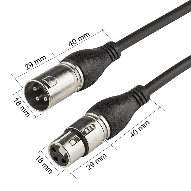 XLR Microphone Cable 10ft,3 Pin XLR Patch Cables Cords DMX Cable(2 Pack)