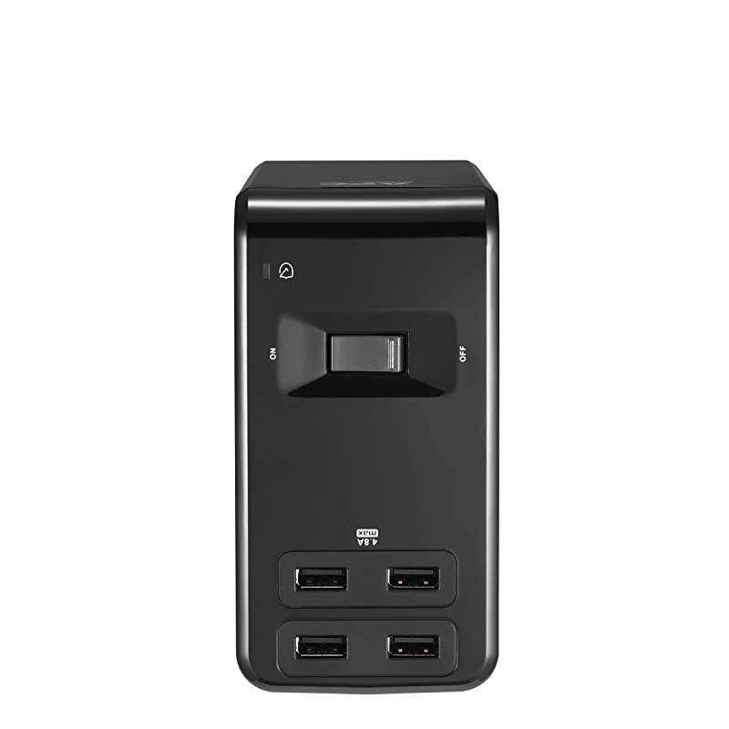 Desk Mount Power Station PE6U4 UShaped Surge Protector with USB Ports 4 Desk Clamp 6 Outlet 1080 Joules Black