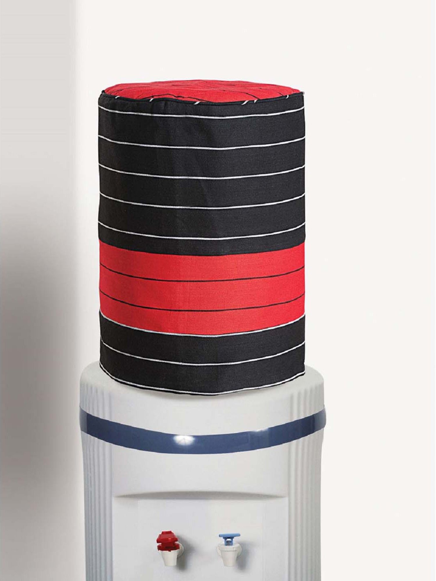 Swayam Black & Red Cotton 20 Litre Water Dispenser Bottle Cover - Set of 1