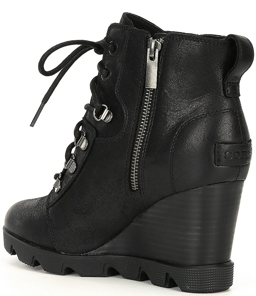 Sorel Joan Uptown Lace Waterproof Leather Wedge Lug Sole Booties