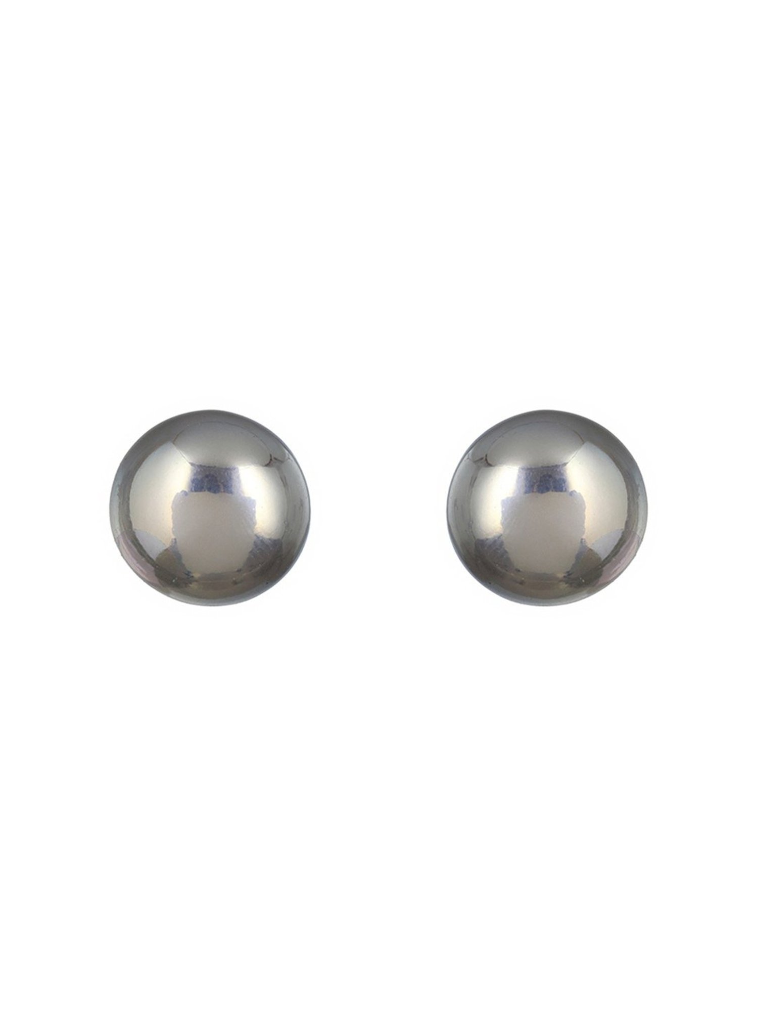 Prita by Priyaasi Glossy Silverish Grey Sphere Stud Earrings