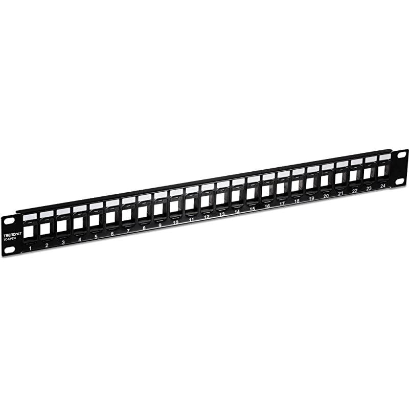 24Port Blank Keystone 1U Patch Panel TCKP24 1U 19 Metal Rackmount Housing Recommended wTCK25C6 TCK50C6 Cat6 Keystone Jacks Sold Separately