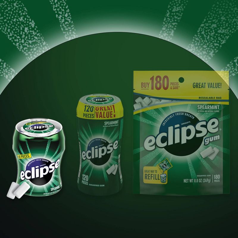 Eclipse Spearmint Sugar Free Chewing Gum Bottle - 60pc/2.9oz