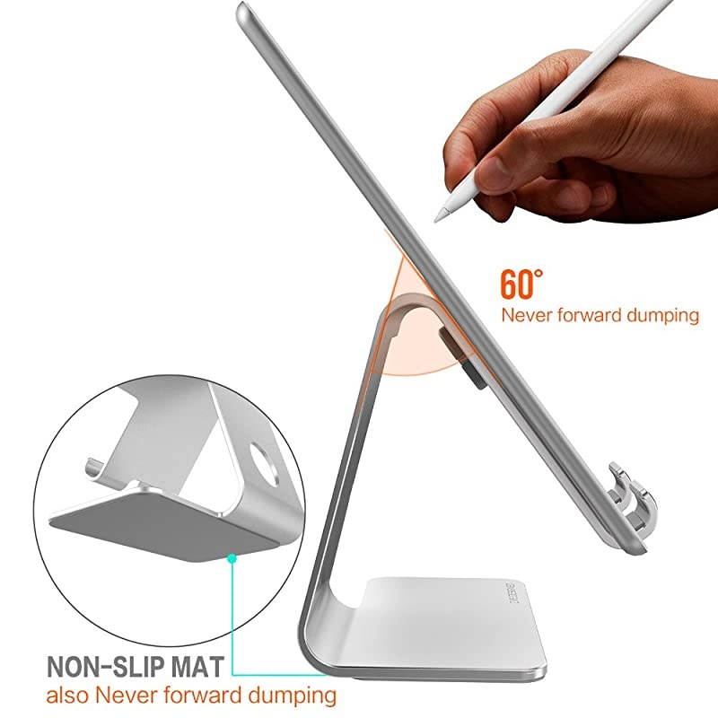 Desktop Cell Phone Stand,  Aluminum Phone Dock Cradle Tablet Stand Holder, for Switch, iWatch, iPad, E-Reader, Mobile Phone, Android Smartphone, iPhone 12 Pro Max/11/X Accessories Desk - Grey