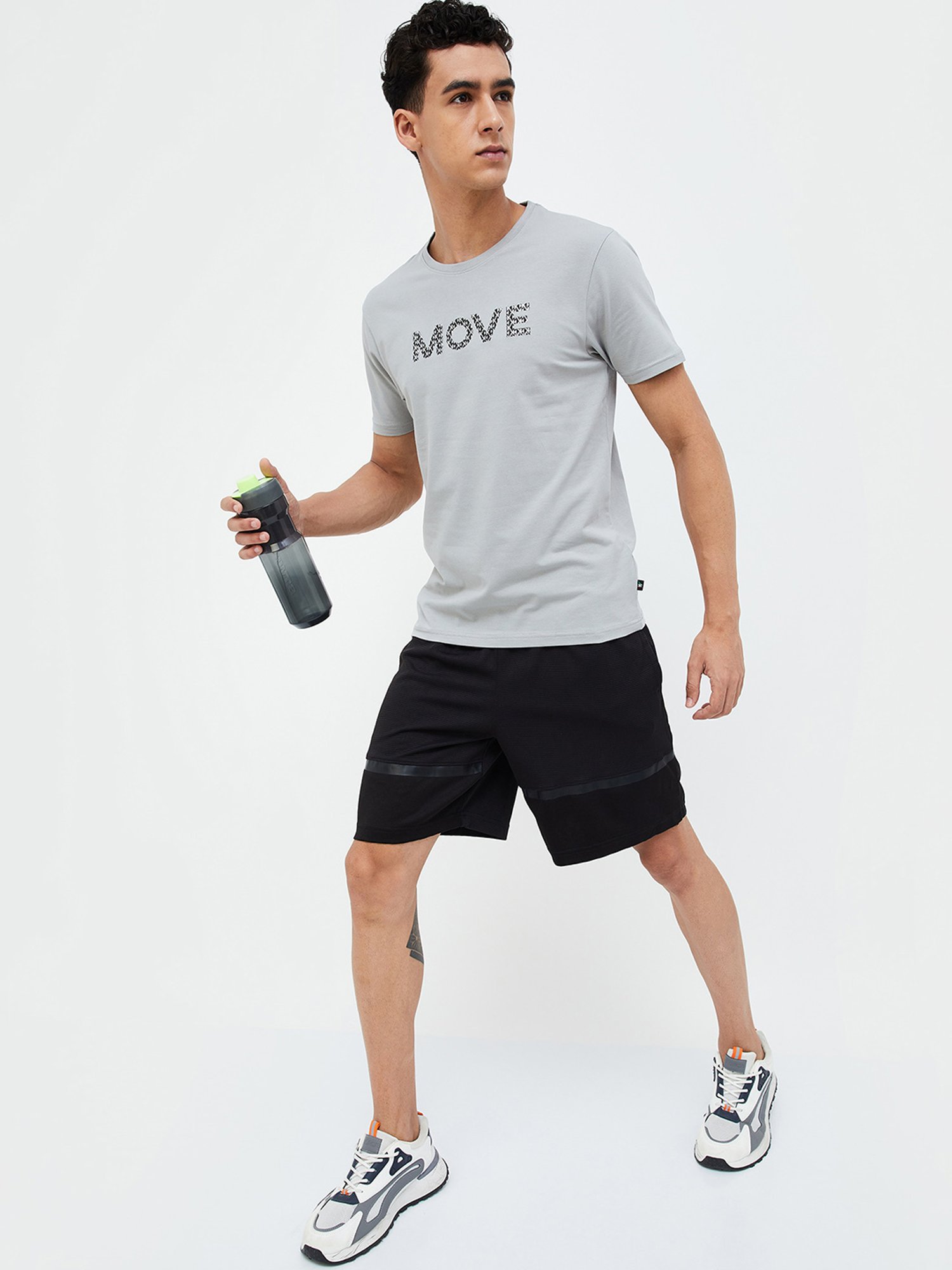 KAPPA Grey Regular Fit Printed Sports T-Shirt