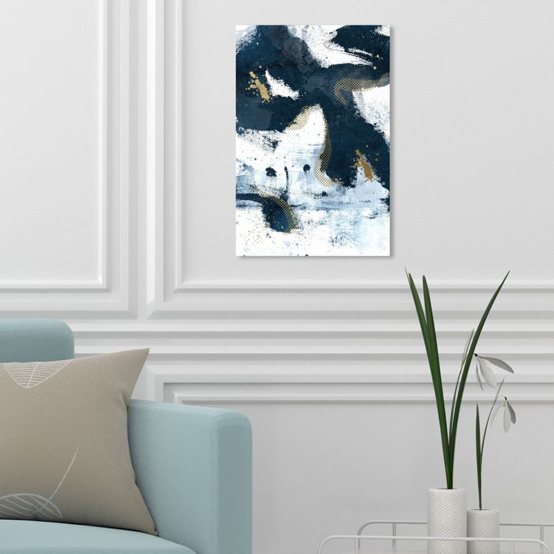 15" x 10" Blue Screens Abstract Unframed Canvas Wall Art in Blue - Oliver Gal