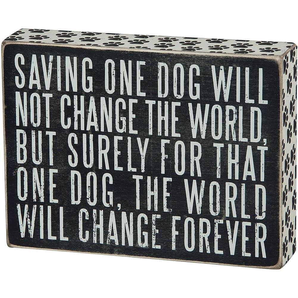 Save One Dog Box Sign by Primitives by Kathy