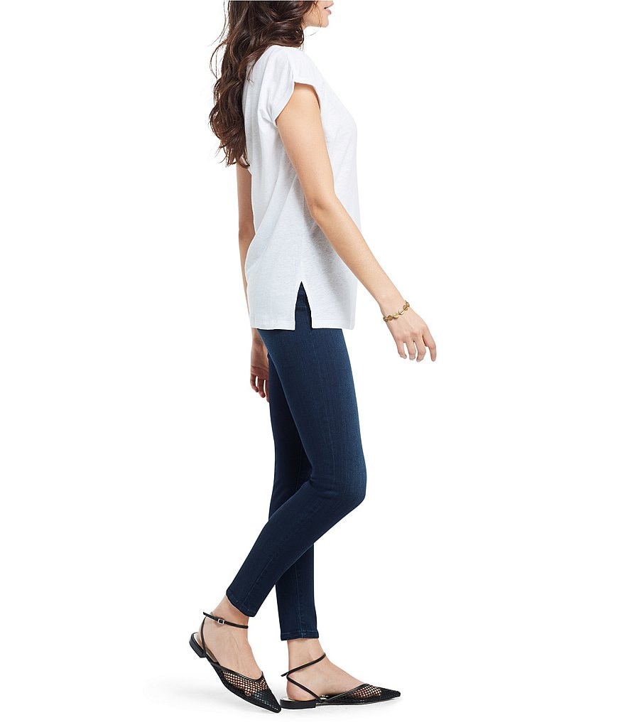 NIC + ZOE Knit V-Neck Linen Cap Sleeve Blend Tee