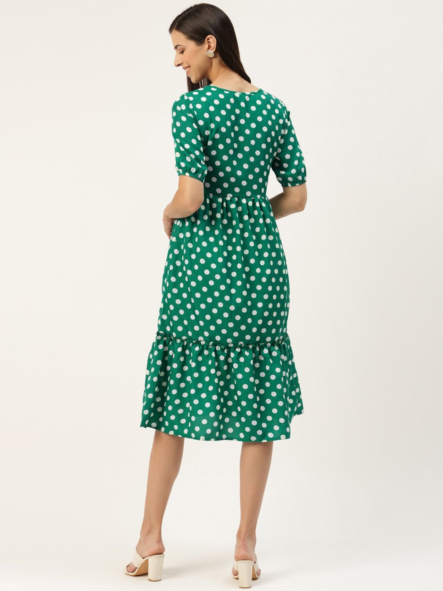 BRINNS Green Printed Midi A Line Dress