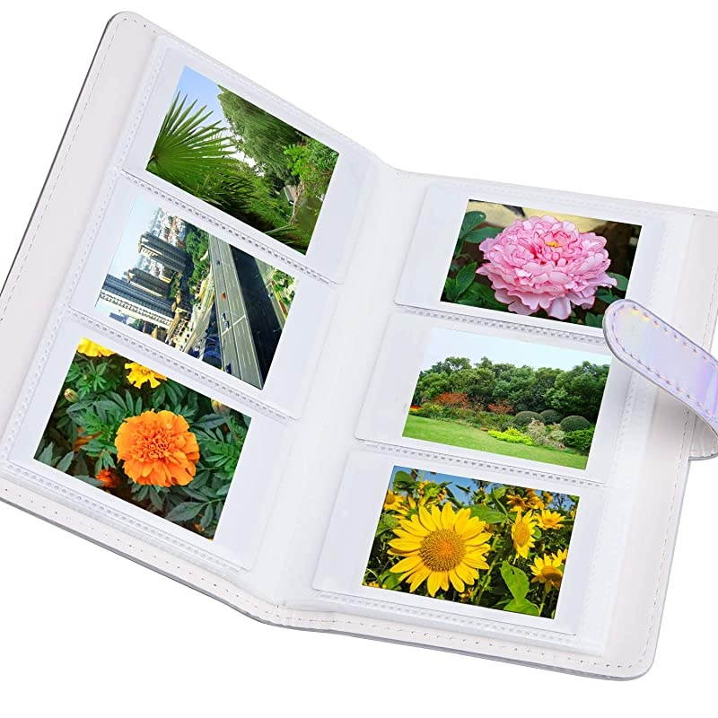 Wallet PU Leather Photo Album Compatible with Fujifilm Instax Mini 11 9 8 90 8+ 26 7s Instant Camera Film, Polaroid Snap Zip Z2300 PIC-300 Film (Bright Silvery)