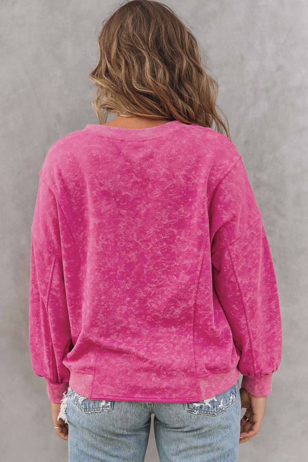 Pink Sequins Candy Cane Round Neck Sweatshirt