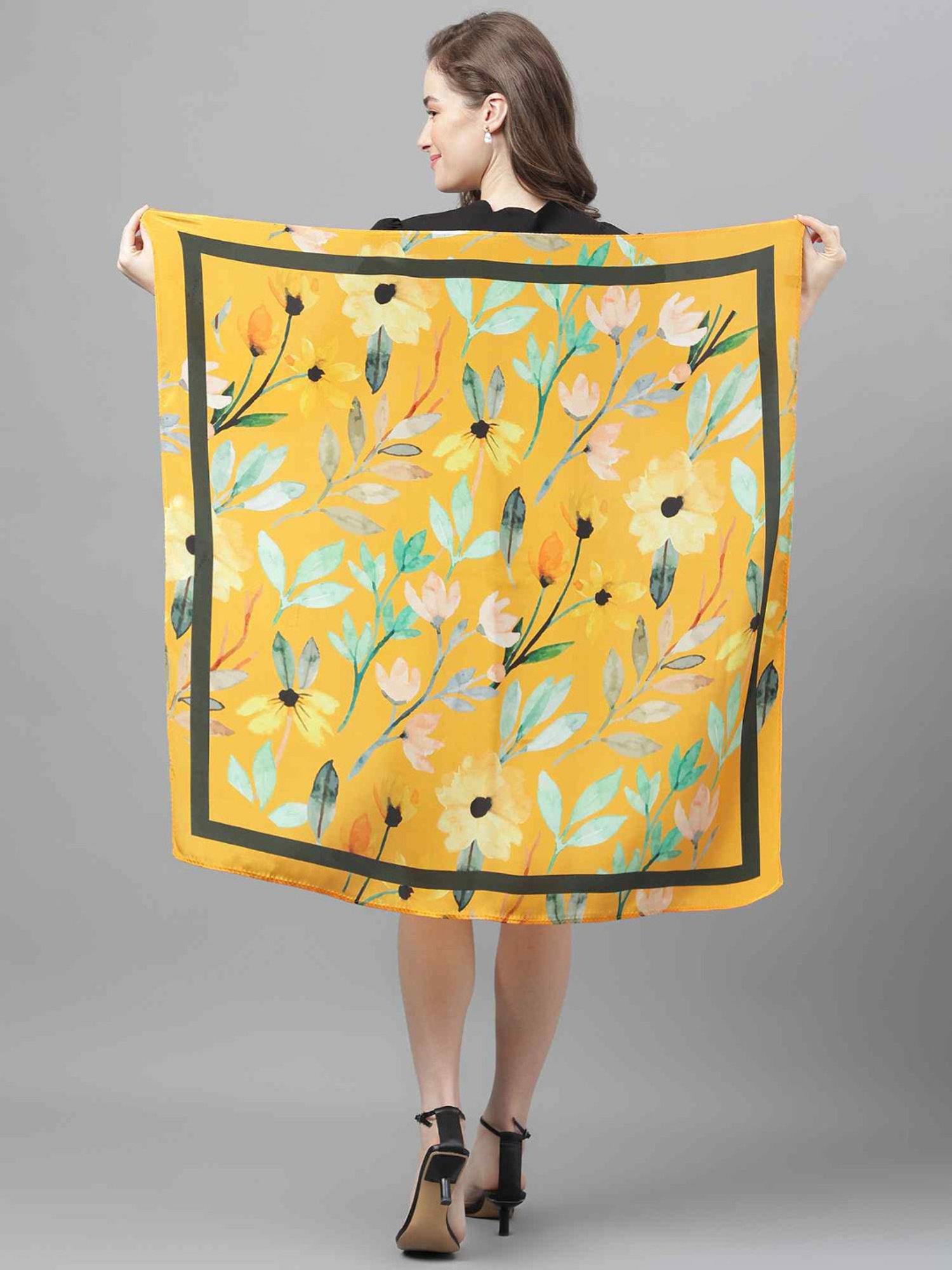 Tossido Yellow Floral Scarf & Bag Scarf Set