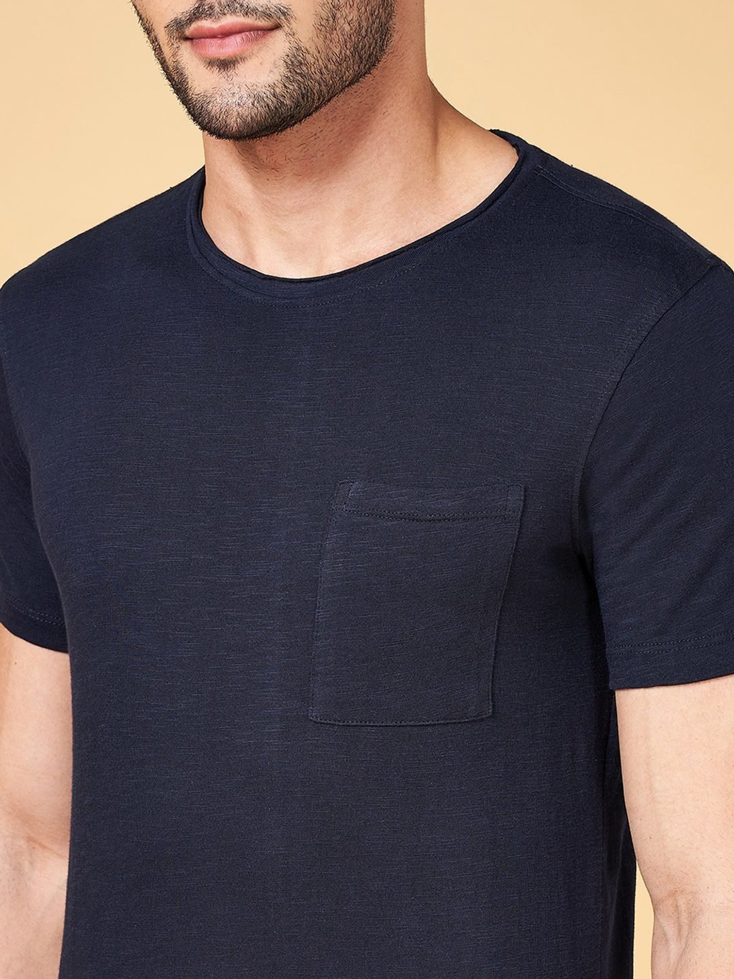 Urban Ranger by Pantaloons Navy Cotton Slim Fit T-Shirt