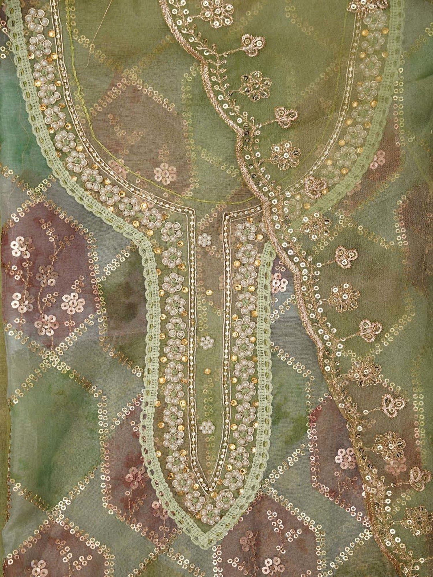 Jaipur Kurti Green Embroidered Unstitched Dress Material