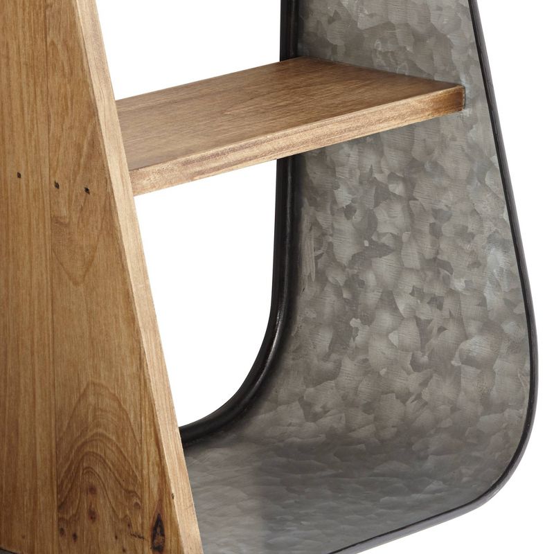 Newhill Designs Manitoba Matte Gray Metal and Brown Wood Wall Shelf