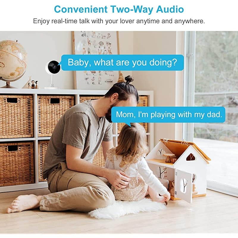 Home Security Camera  1080P FHD Indoor WiFi Wireless Camera with 2Way Audio Night Vision Motion Detection for PetElderBaby Monitor Cloud Storage and MicroSD Support Not Included