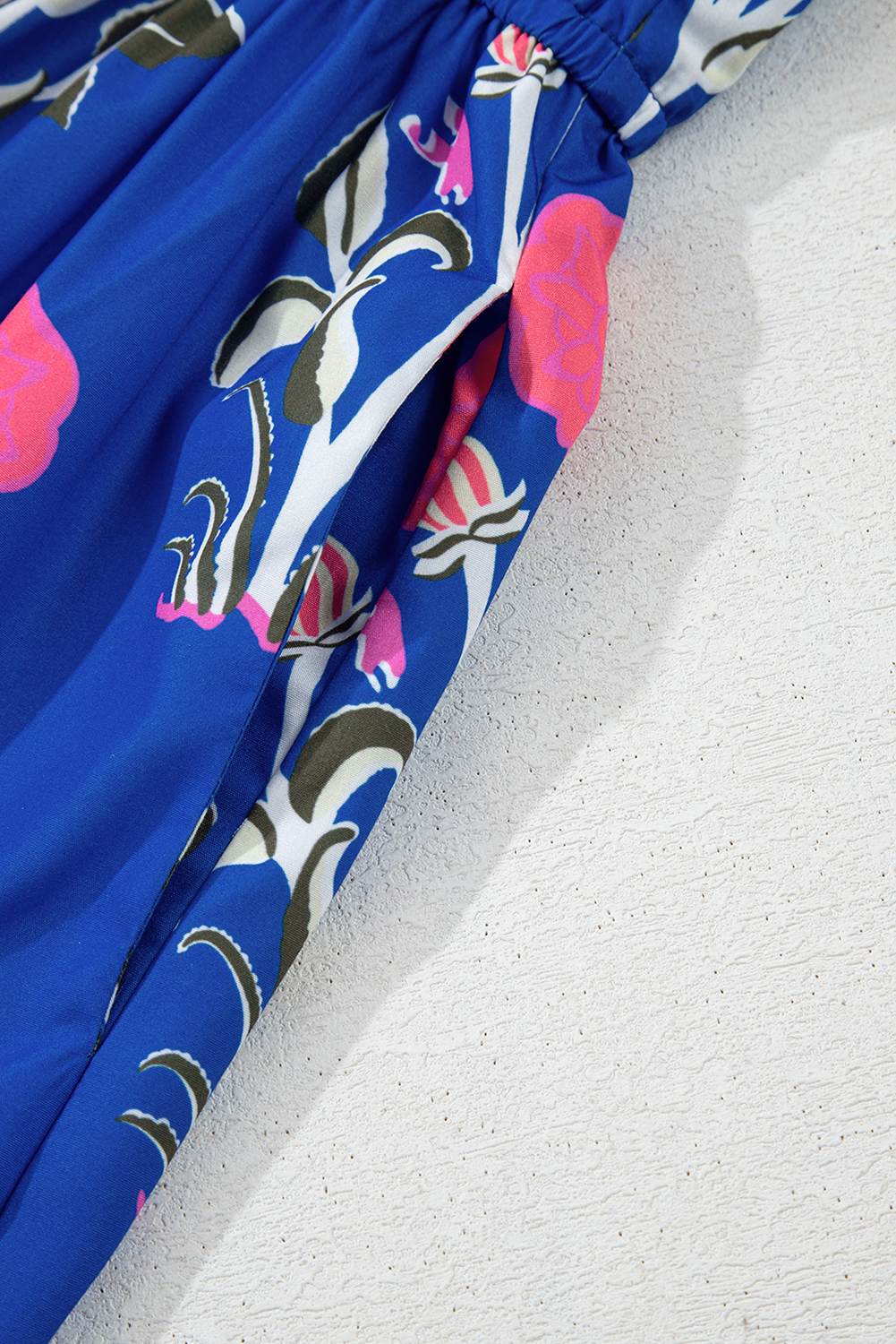 Multicolour Floral Print Split Neck Midi Dress