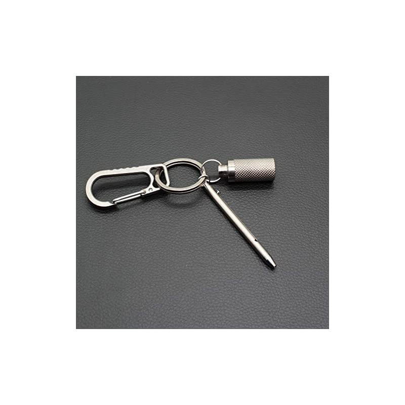 Keychain Titanium Integrated Design Telescopic Toothpick with Titanium Protective Case Holder, Ultralight Travel Kits for Outdoor Camping Picnic (Silvery)
