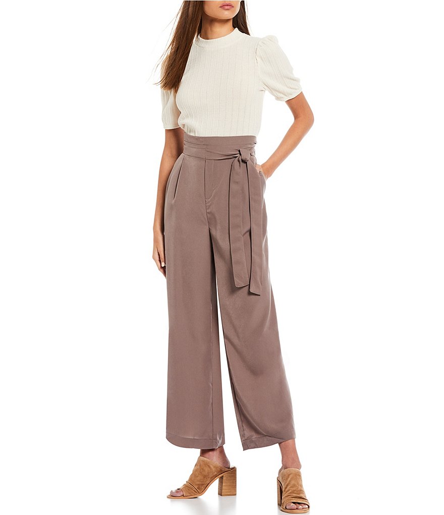 Blu Pepper High Rise Tie Waist Palazzo Pants
