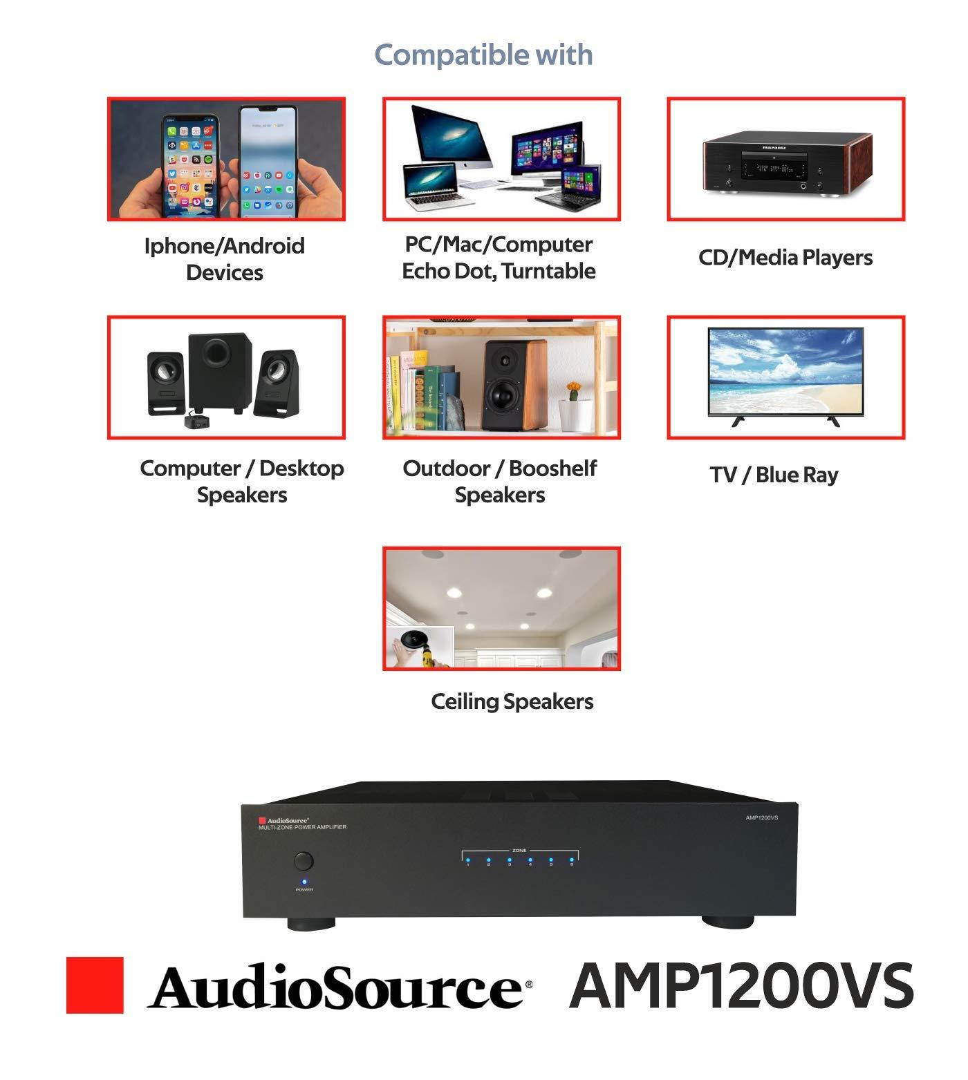 AudioSource AMP1200VS 12-Channel, 6-Zone Distributed Audio Analog Power Amp