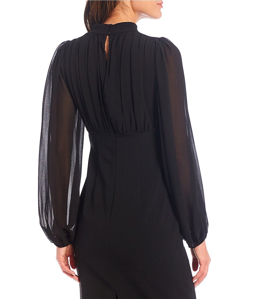 Eva Varro Floral Placement Print Knit Jersey Reversible to Solid Black Sheath Dress