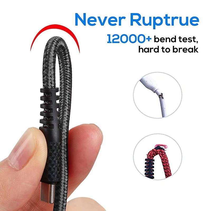 C Cable 10ft, Samsung Galaxy S8 S9 Plus Charger Fast Charging Cord, 2 Pack Nylon Braided A to Type C Charging for for Samsung S10 Note 9, Pixel, LG V30 G6 G5, Google Pixel Gray