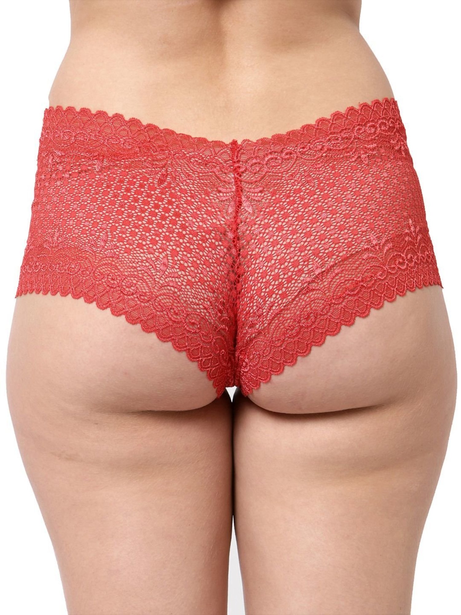 Cukoo Red Lace Work Boyshorts Panties - Pack Of 3