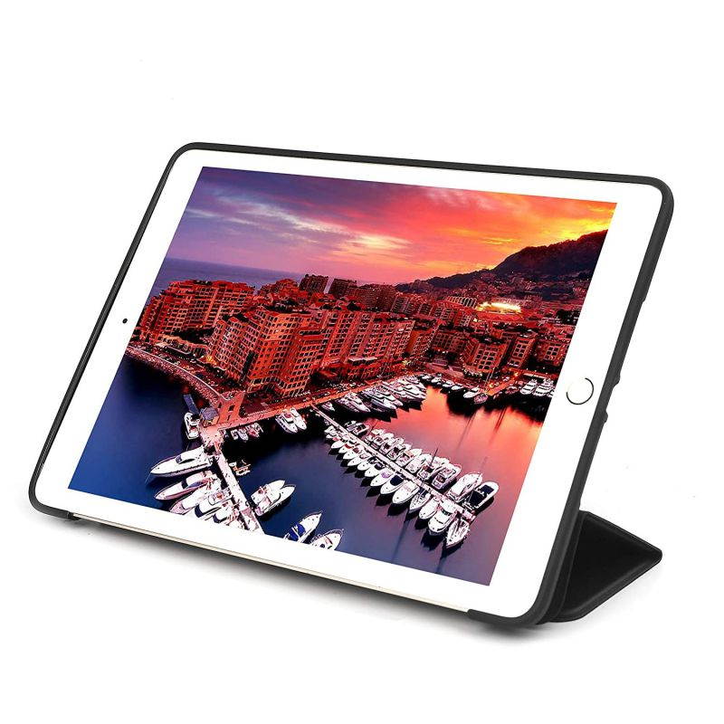 Bear Motion Silicon Case for New iPad 9.7 2018/2017 with TPU Front Cover Stand Support Auto Sleep Function (New iPad 9.7 2018, Black)