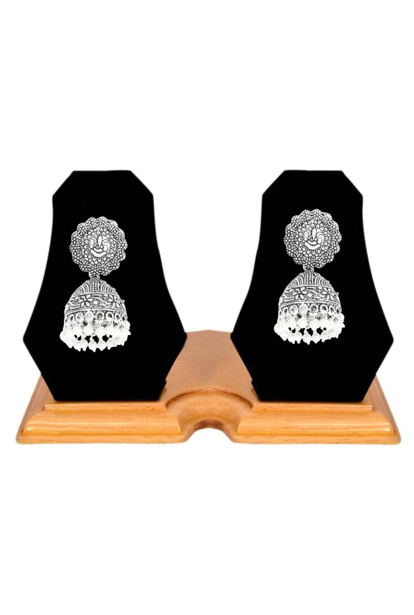 Panash Silver Copper Beaded Jhumki Earrings