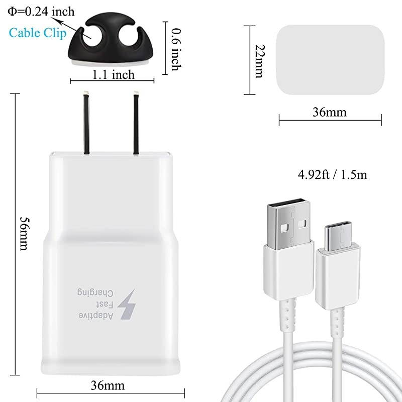 for Samsung Galaxy S9, Swadaws 2 Pack Adaptive Fast Wall Android Cell Phone Tablet Station Adapter with USB Type C Cable Compatible Samsung Galaxy S20 S10 S10e S8 Plus/Note 8 9 (White)