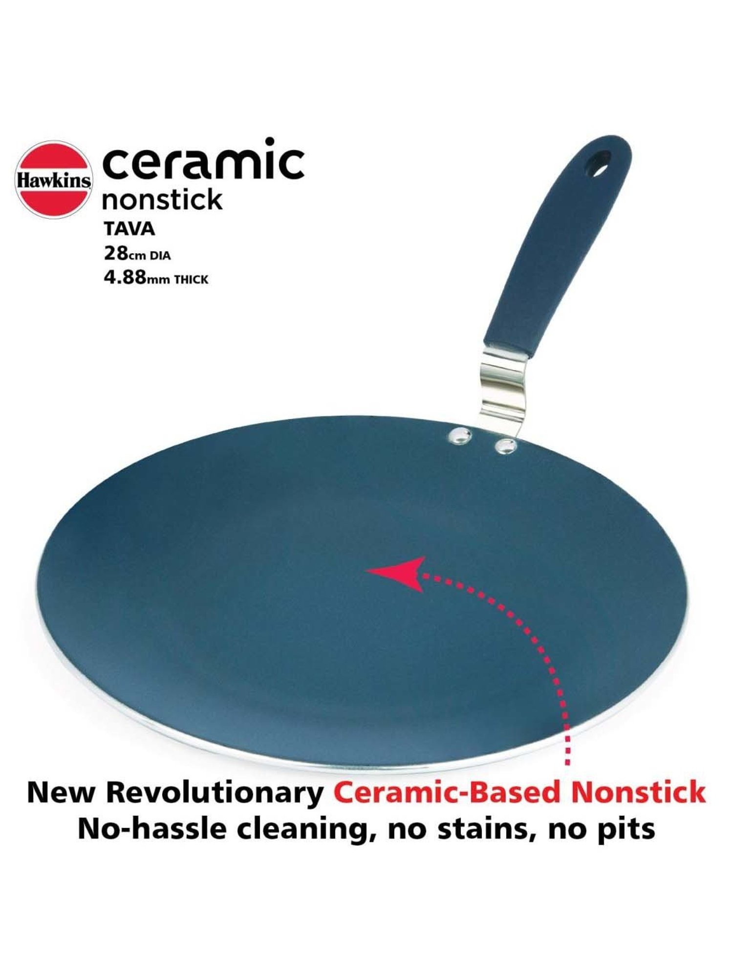 Hawkins Black Ceramic 28 cm Induction Paratha Granite Griddle Tawa (Ict28)