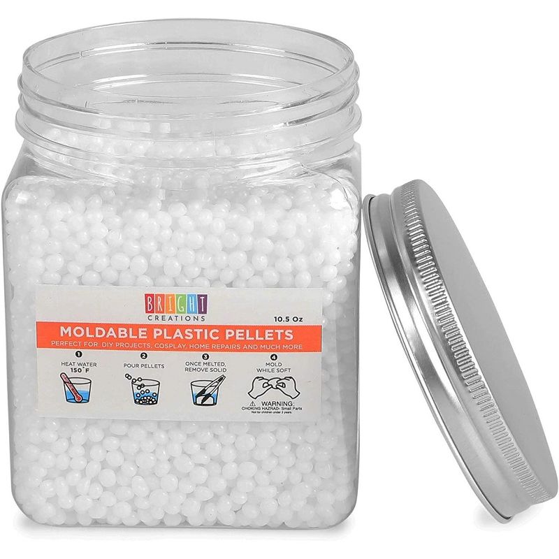 Bright Creations Meltable Thermoplastic Beads, White Pellets for Arts and Crafts (10.5 oz)
