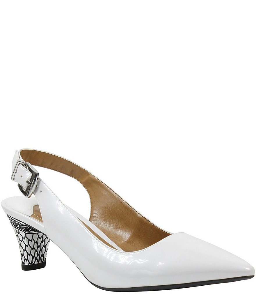 J. Renee Mayetta Slingback Pearlized Patent Dress Metal Heel Pumps