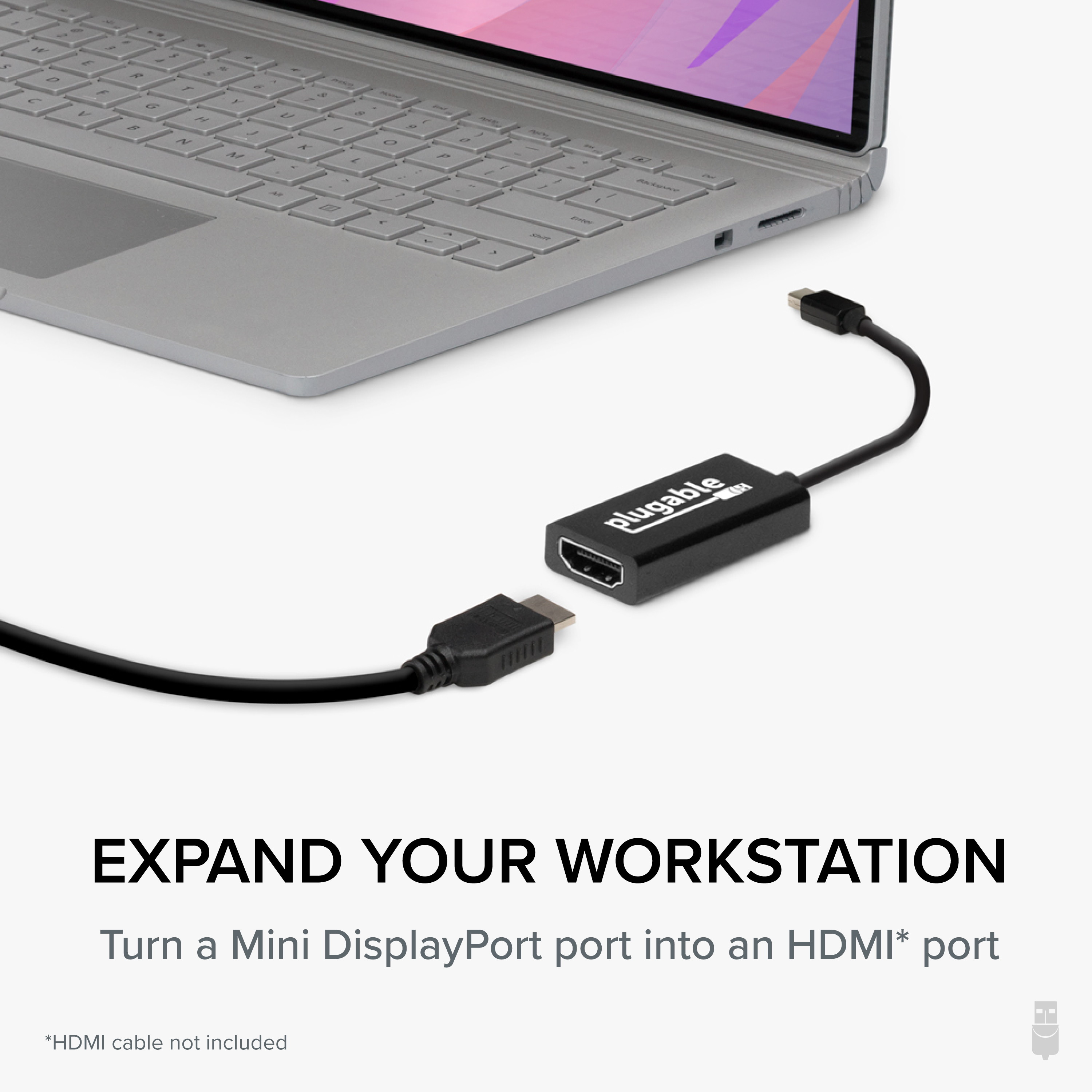 Plugable Active Mini DisplayPort (Thunderbolt 2) to HDMI 2.0 Adapter (Supports Mac, Windows, Linux and Displays up to 4k UHD 3840x2160@60Hz)